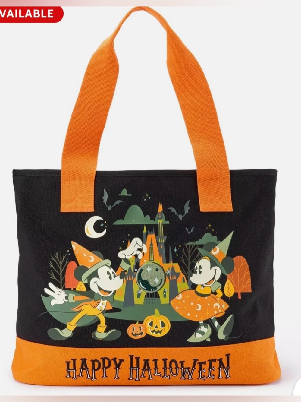 Mickey & Minnie Halloween Canvas Tote Bag